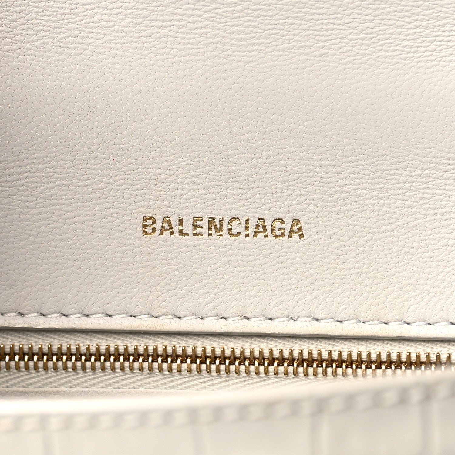 Balenciaga Shiny Calfskin Crocodile Embossed Small Hourglass Top Handle Bag White 6 of 10