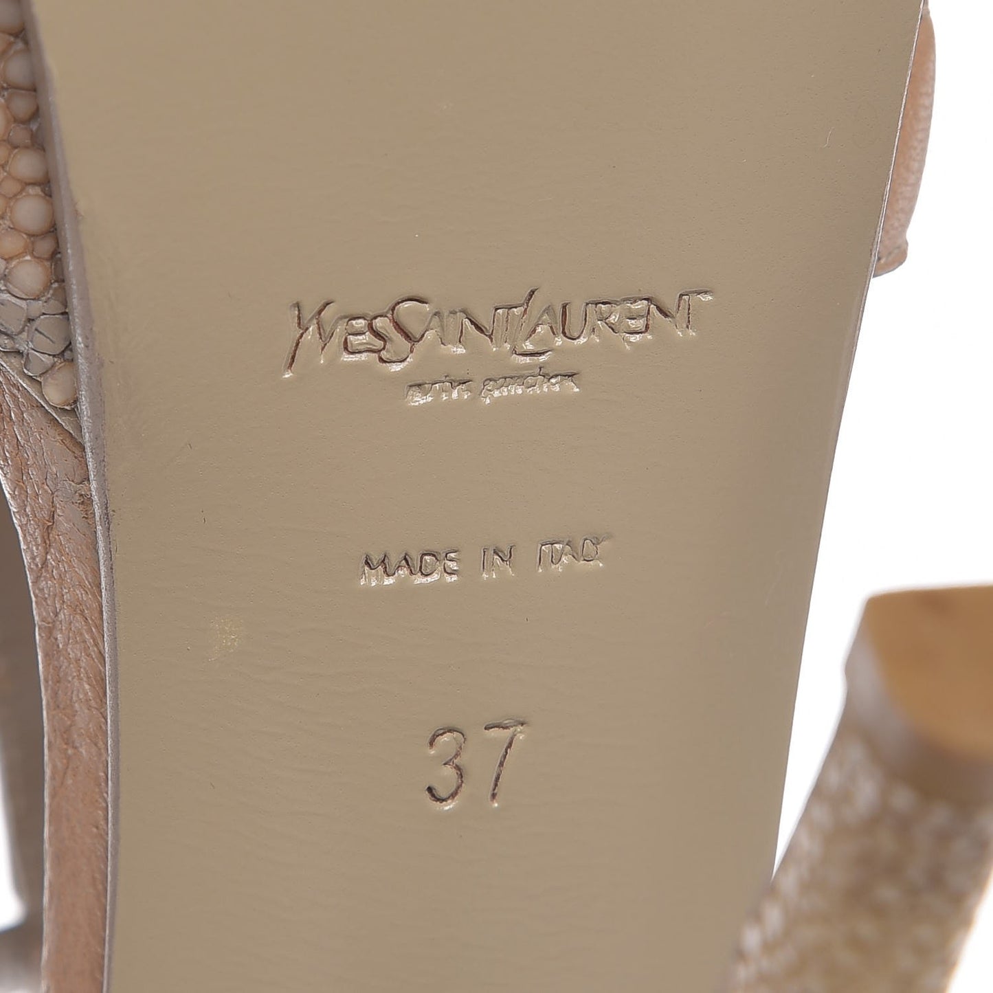 Calfskin Stingray Embossed Tribute 105 Platform Sandals 37 Natural