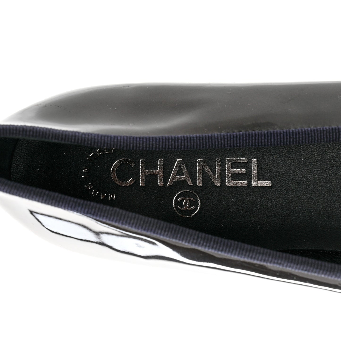 Patent CC Cap Toe Ballerina Flats 40.5 Black Beige