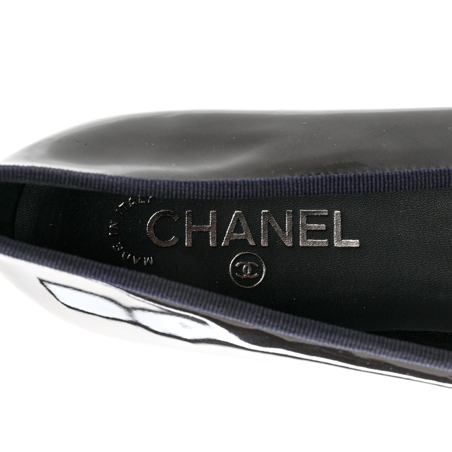 Chanel Patent CC Cap Toe Ballerina Flats 40.5 Black Beige 6 of 7