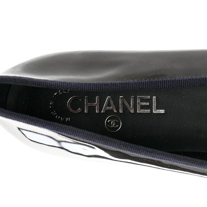 Chanel Patent CC Cap Toe Ballerina Flats 40.5 Black Beige 6 of 7
