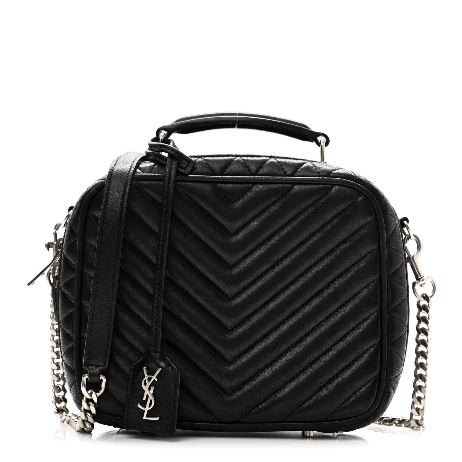 Saint Laurent Lambskin Matelasse Chevron Lunchbox Bag Black 1 of 9