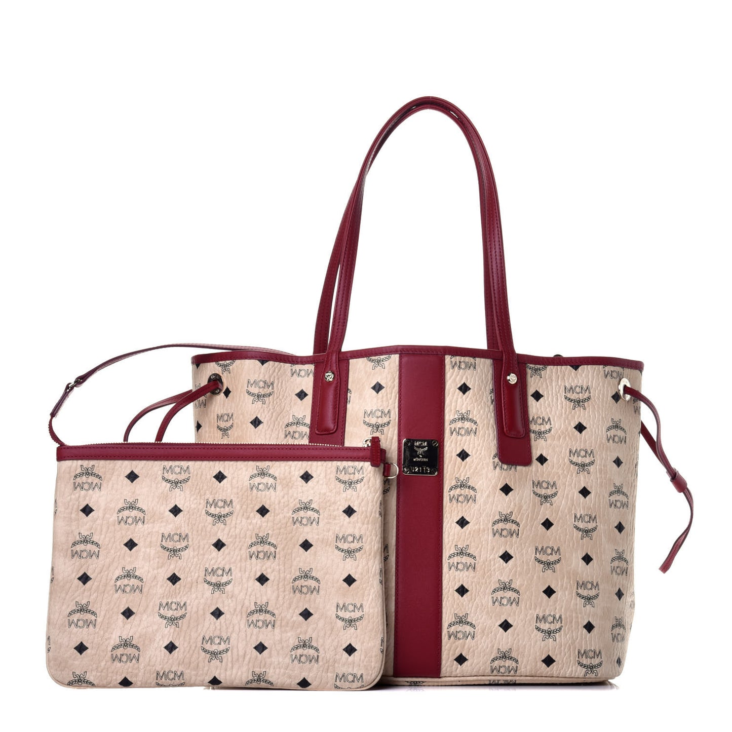 Visetos Medium Liz Reversible Shopper Tote Beige Red