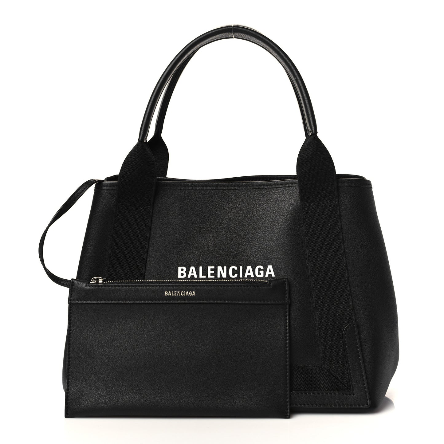 Calfskin S Navy Cabas Black