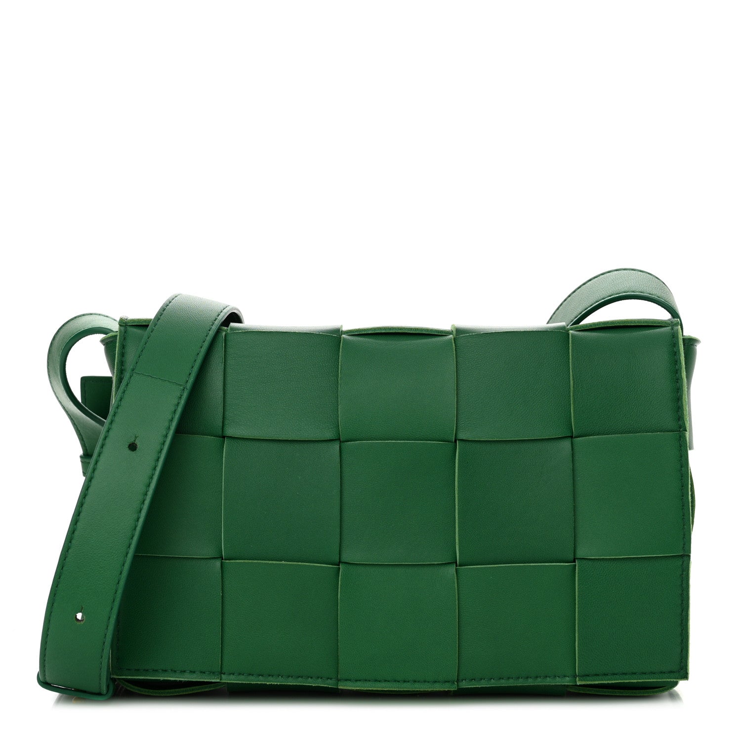 Bottega Veneta Lambskin Maxi Intrecciato Cassette Crossbody Bag Racing Green 1 of 13