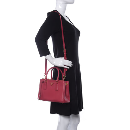 Prada Saffiano Small Galleria Double Zip Tote Fuxia 2 of 12