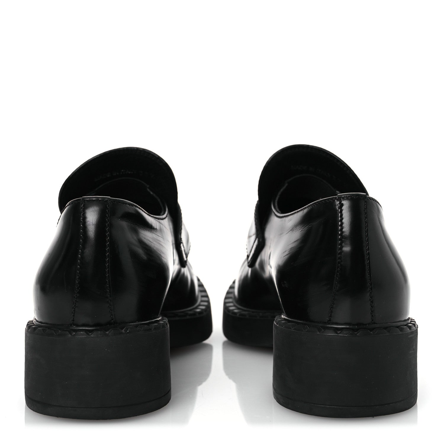 Prada Spazzolato Metal Triangle Logo 50mm Loafers 37.5 Black 6 of 13