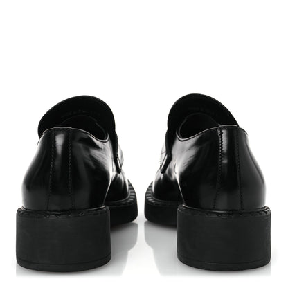 Prada Spazzolato Metal Triangle Logo 50mm Loafers 37.5 Black 6 of 13