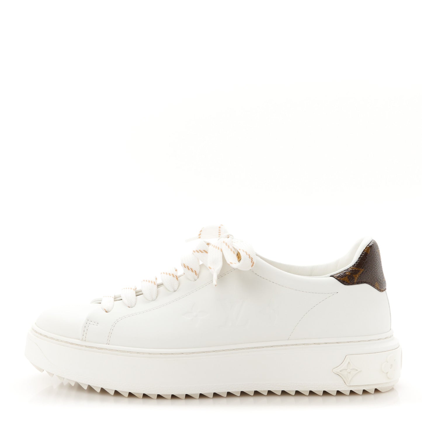 Calfskin Monogram Debossed Time Out Sneakers 38 White
