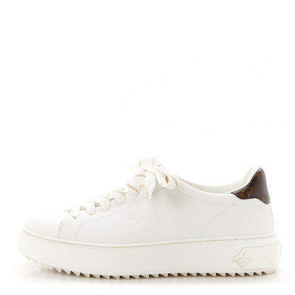 Louis Vuitton Calfskin Monogram Debossed Time Out Sneakers 38 White 1 of 11