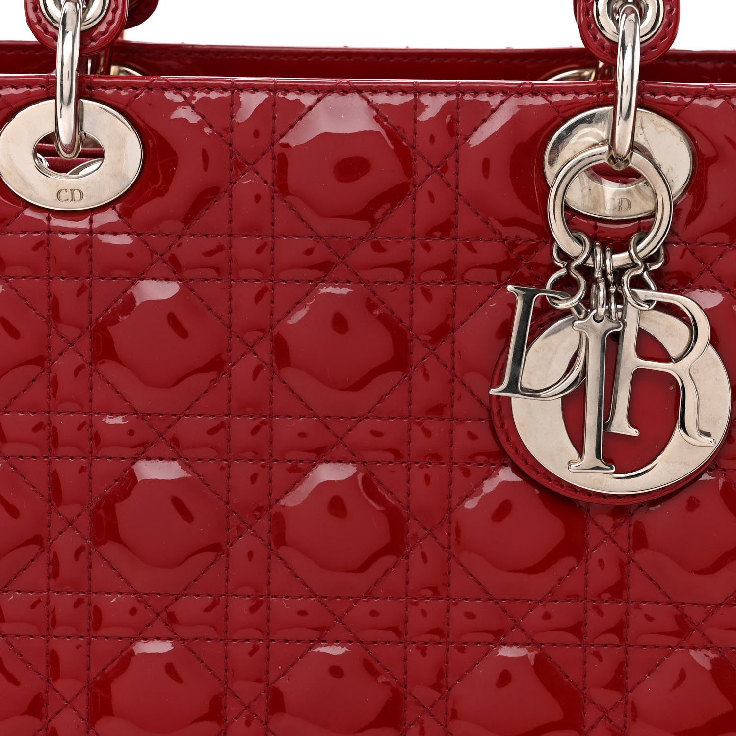 Christian Dior Patent Cannage Medium Lady Dior Red 7 of 9