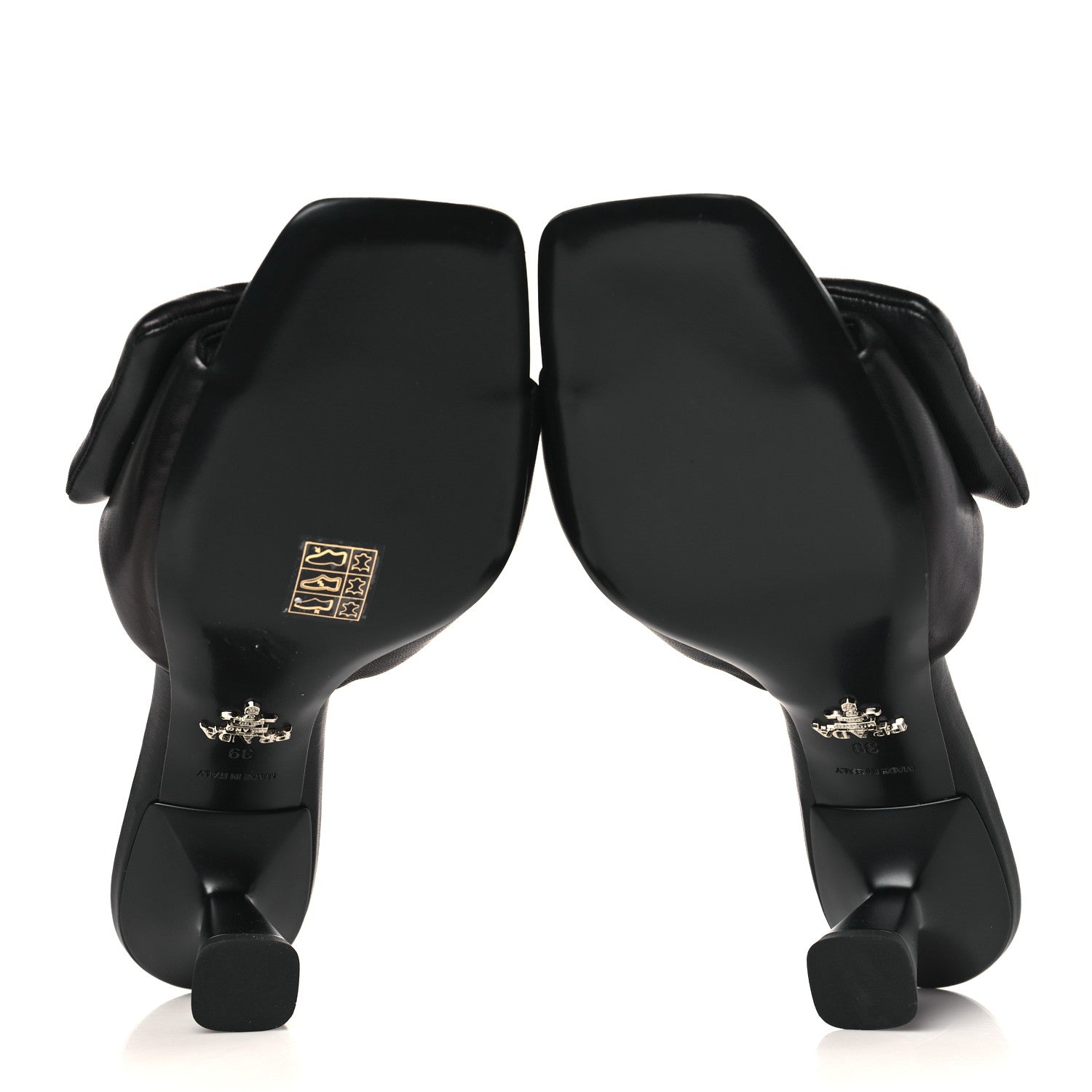 Prada Nappa Soft Padded Metal Triangle Logo 65mm Slide Sandals 39 Black 5 of 9