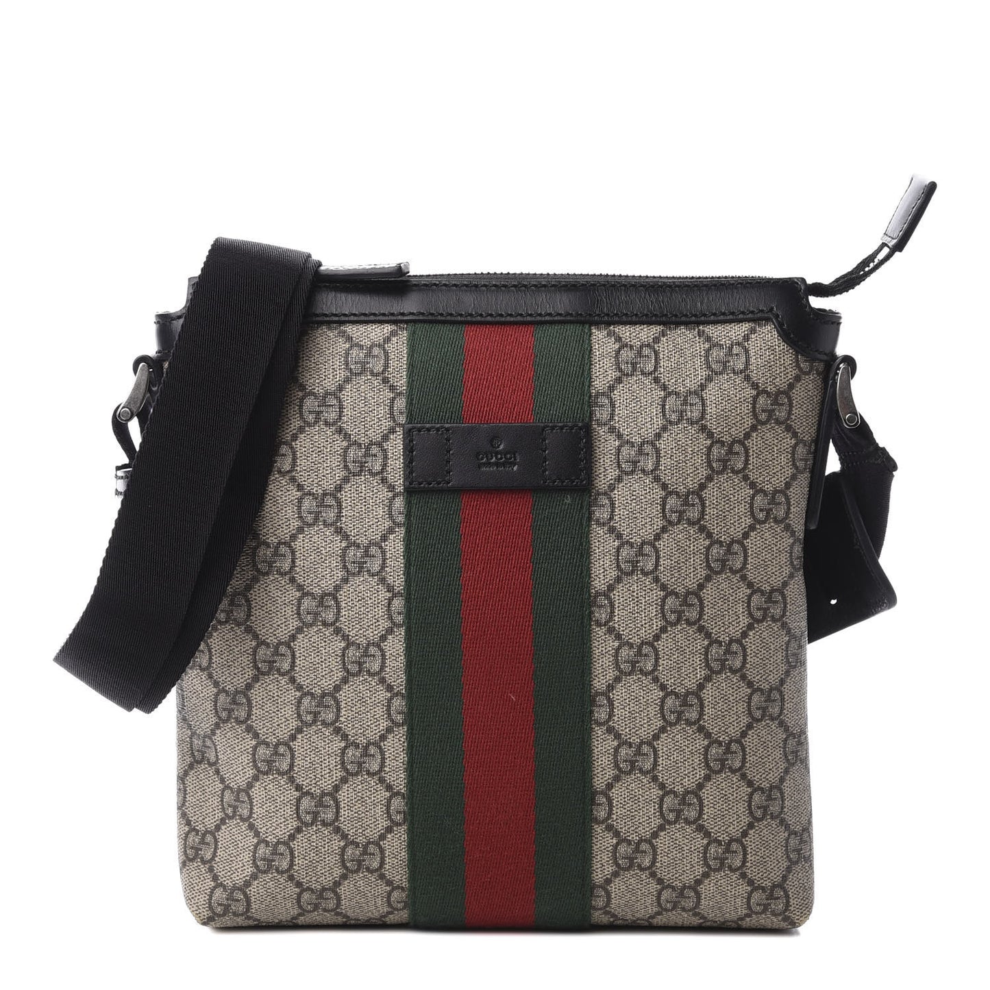 GG Supreme Monogram Web Messenger Bag Black