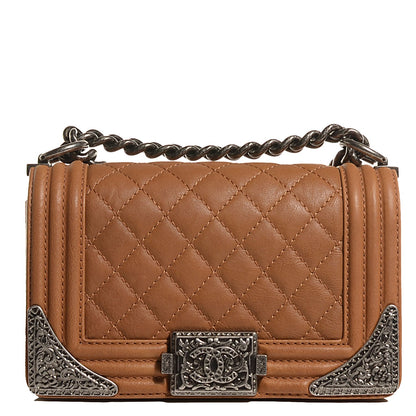 Chanel Calfskin Quilted Embellished Metal Small Boy Flap Beige 1 of 7