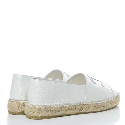 Chanel Distressed Patent CC Espadrilles 37 White 4 of 11