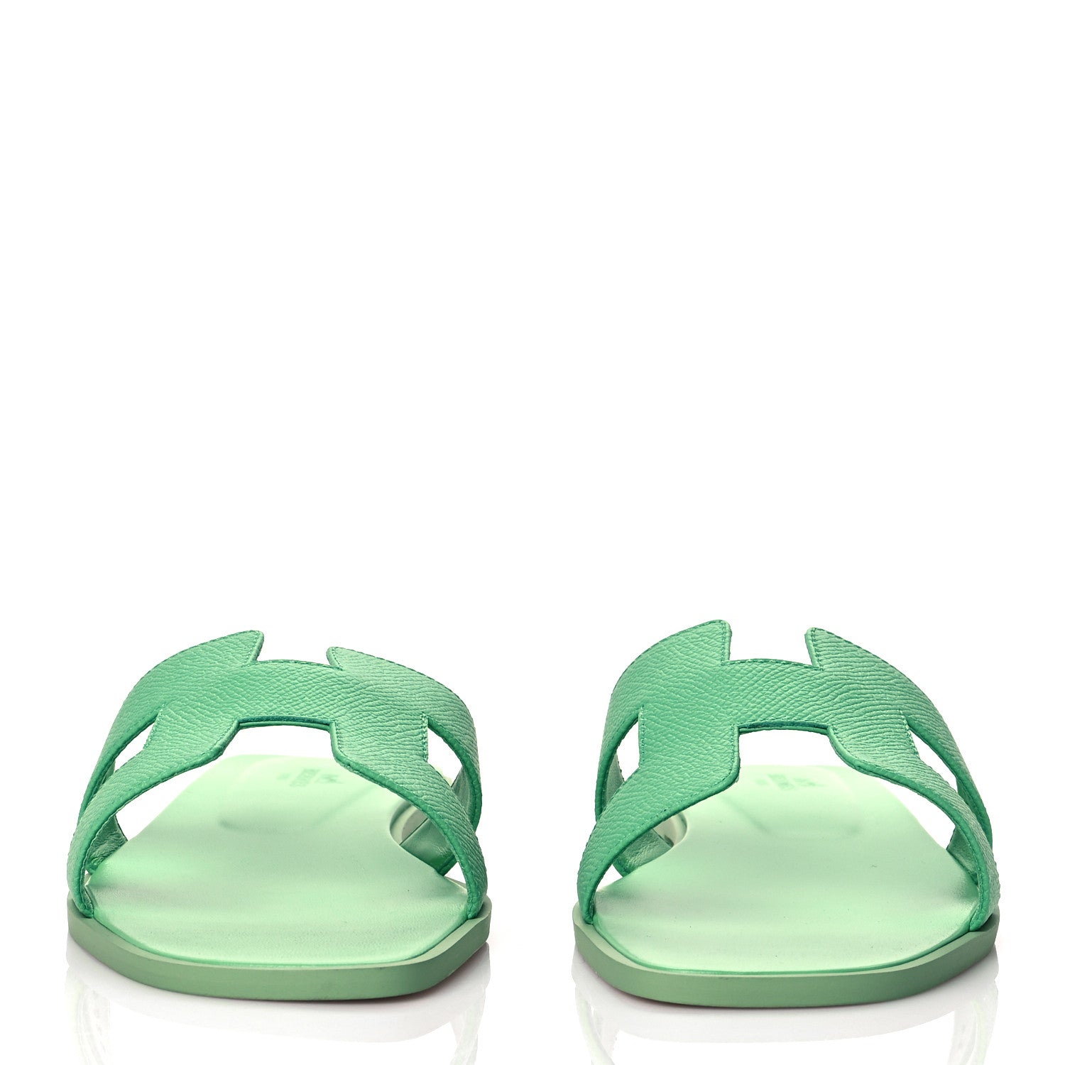 Hermes Epsom Oran Sandals 40.5 Vert Pomme 2 of 11