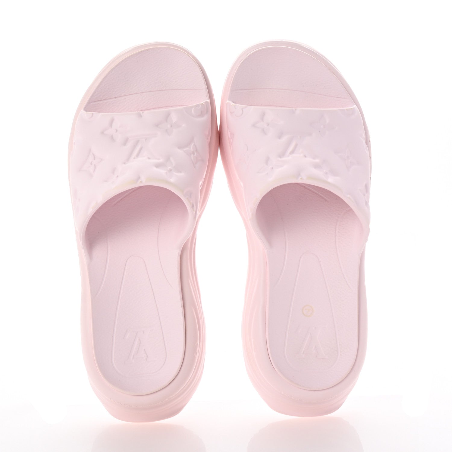 Louis Vuitton Rubber Monogram Embossed Pool 55 Flat Comfort Mule 39 Rose Clair 2 of 11
