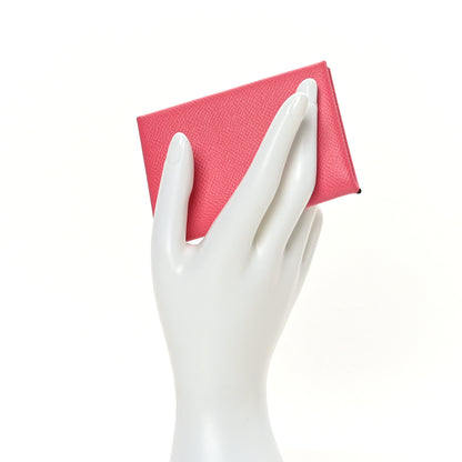 Hermes Epsom Calvi Card Case Rose Azalee 2 of 9