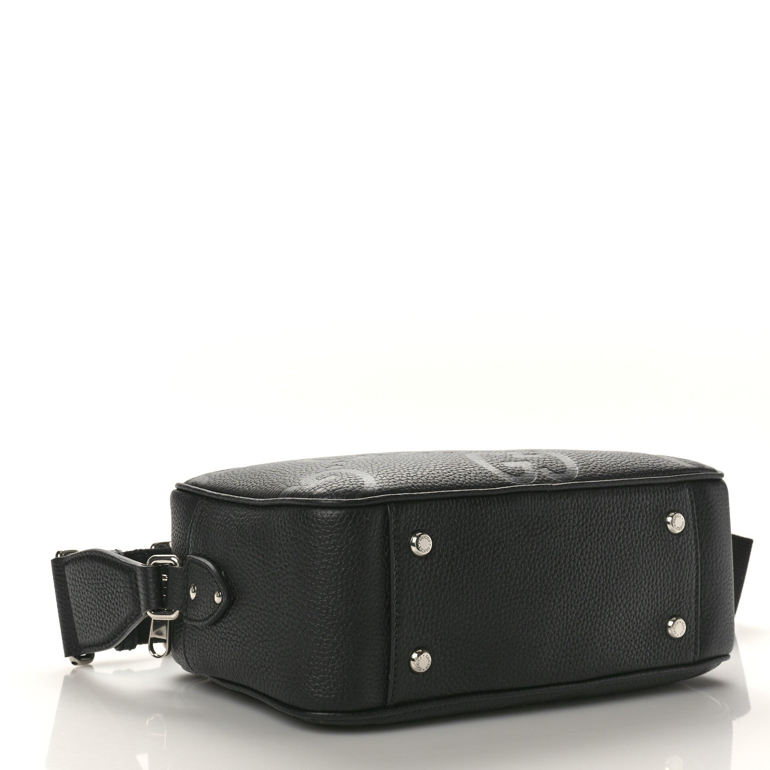 Gucci Piuma Calfskin Jumbo GG Embossed Medium Messenger Bag Black 4 of 10