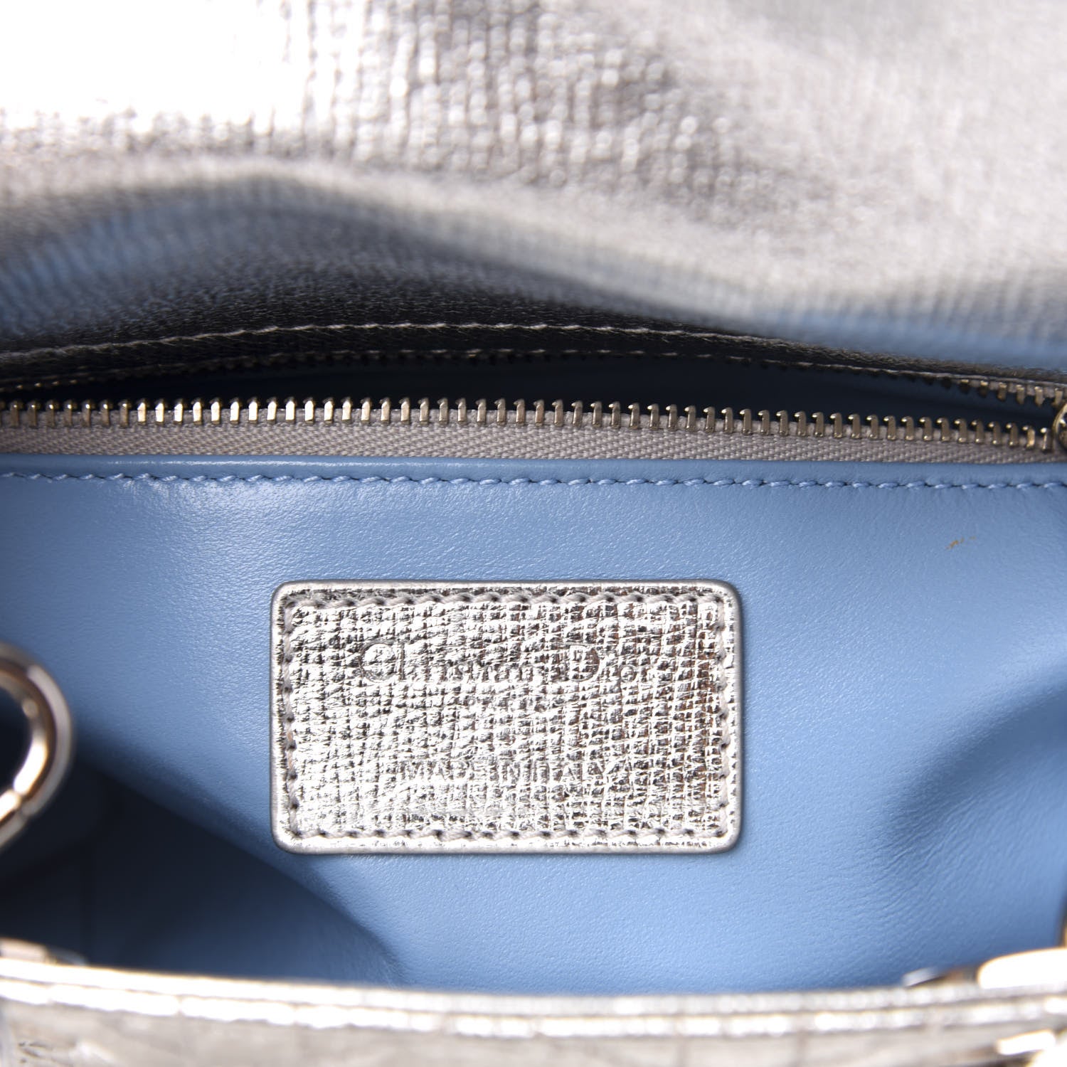 Christian Dior Metallic Grained Calfskin Cannage Small Lucky Badges My Lady Dior Silver 6 of 14