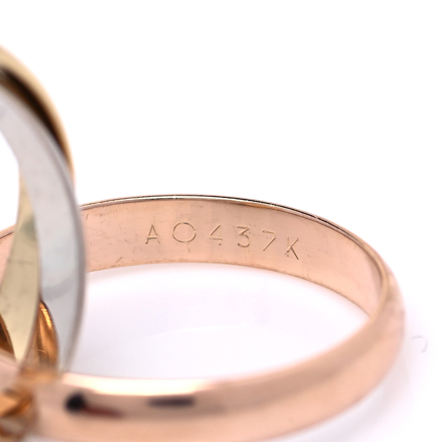18K Pink Yellow White Gold Classic Les Must De Cartier Trinity Ring 53 6.25