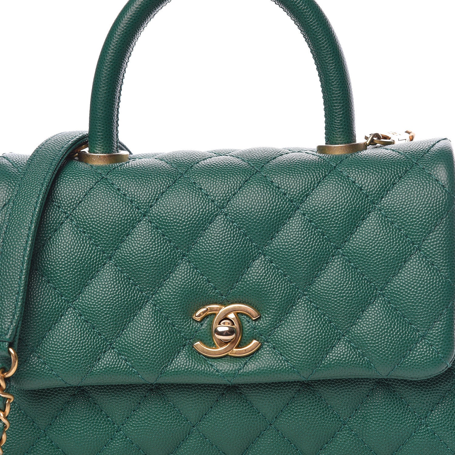 Chanel Caviar Quilted Mini Coco Handle Flap Green 8 of 11