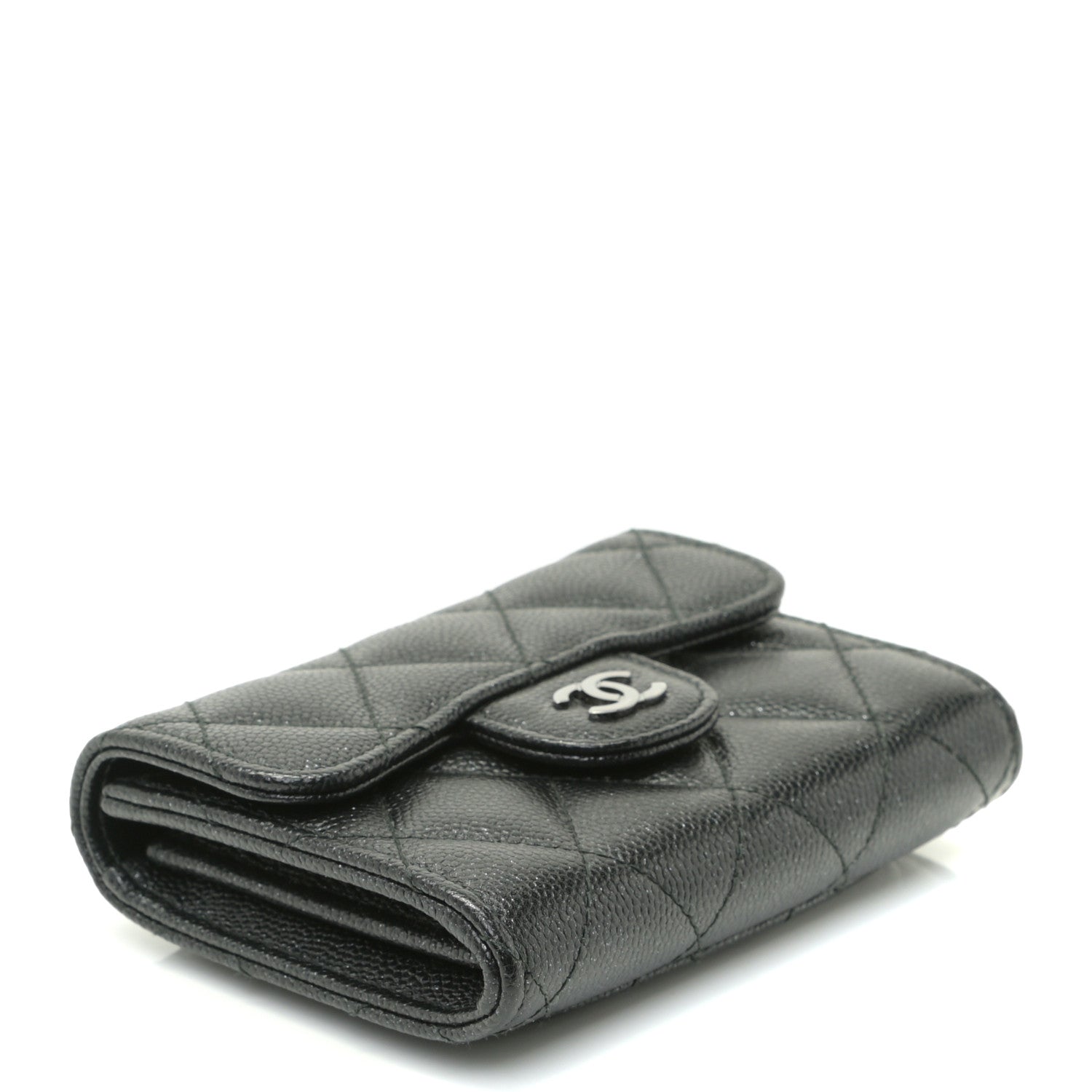 Chanel Iridescent Caviar Quilted Flap Card Holder Wallet Black 3 of 7