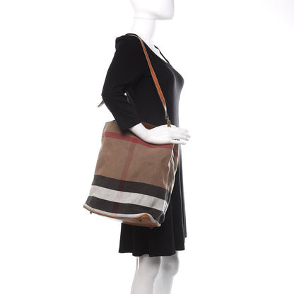 Burberry Canvas Mega Check Medium Ashby Hobo Saddle Brown 2 of 11