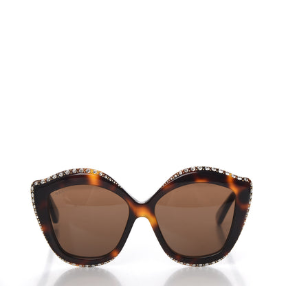 Gucci Crystal Cat Eye GG0118S Sunglasses Havana Brown 2 of 7