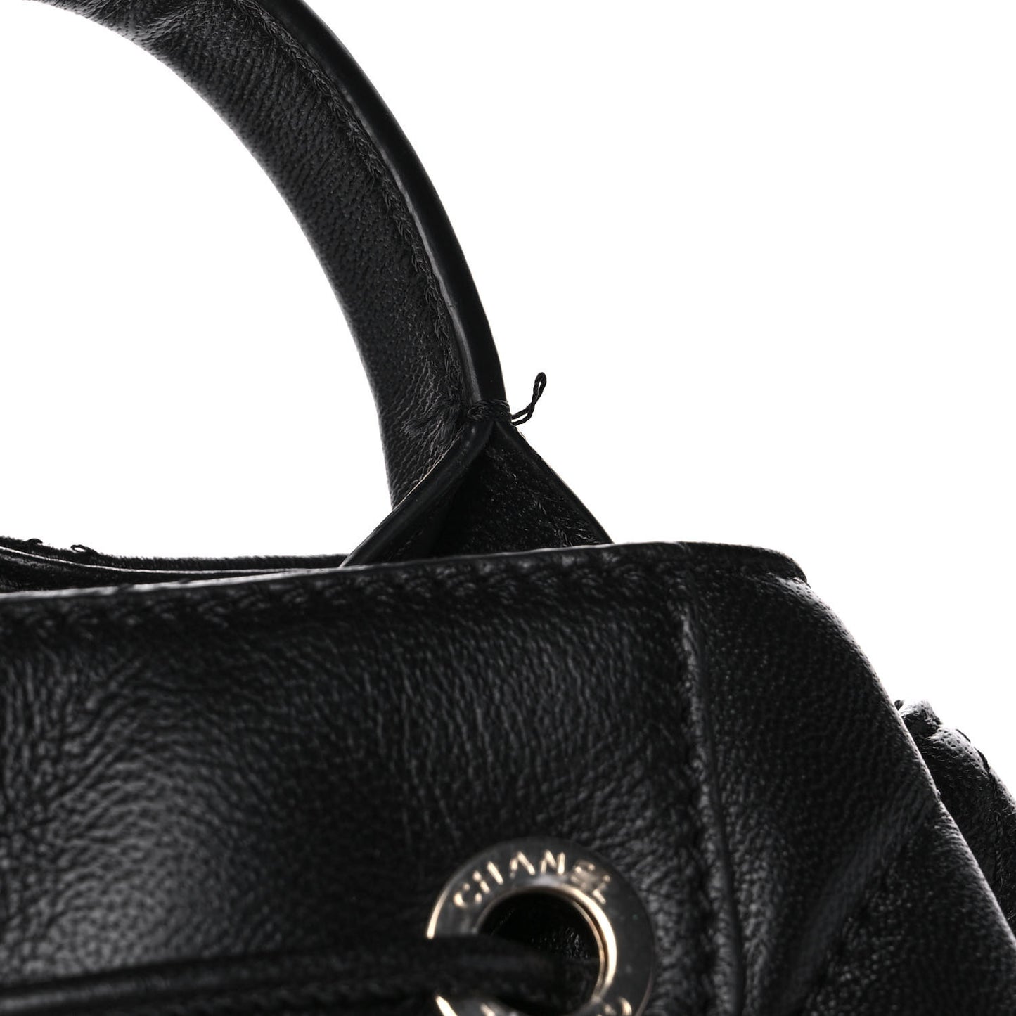 Lambskin Quilted Drawstring Backpack Black