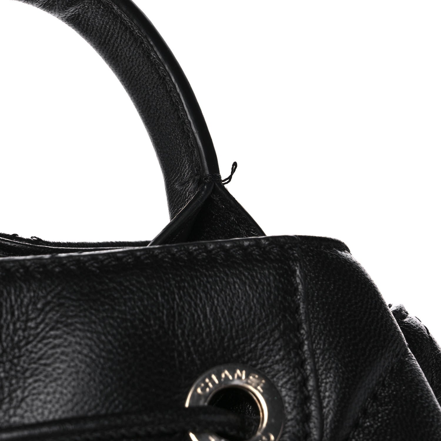 Chanel Lambskin Quilted Drawstring Backpack Black 9 of 11