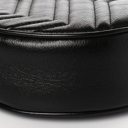 Gucci Azalea Calfskin Matelasse Heart Mini GG Marmont Round Shoulder Bag Black 7 of 8