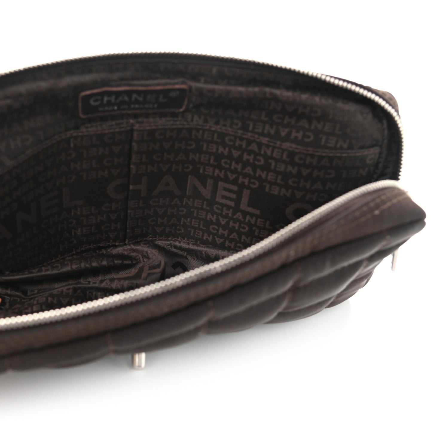 Nylon Square Quilted Flap Dark Brown