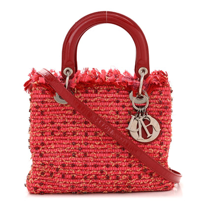 Christian Dior Tweed Fringe Rhinestone Medium Lady Dior Red 1 of 10