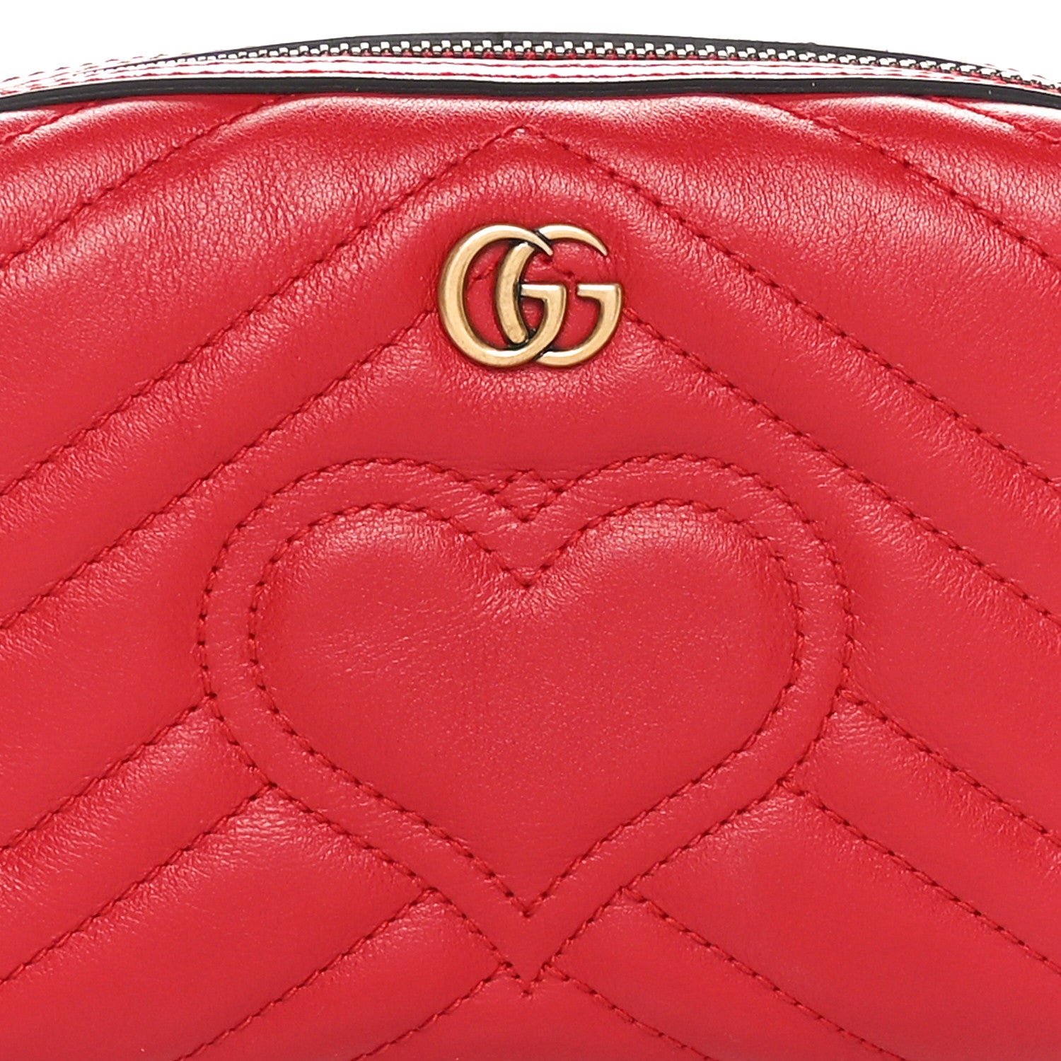 Gucci Calfskin Matelasse GG Marmont Cosmetic Case Hibiscus Red 8 of 11