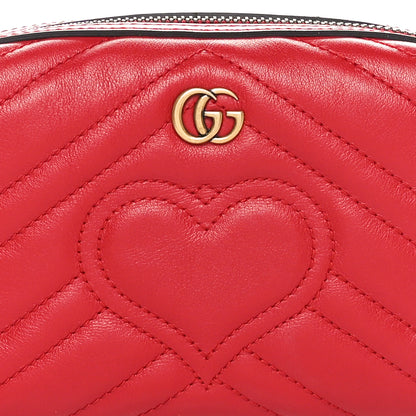 Gucci Calfskin Matelasse GG Marmont Cosmetic Case Hibiscus Red 8 of 11