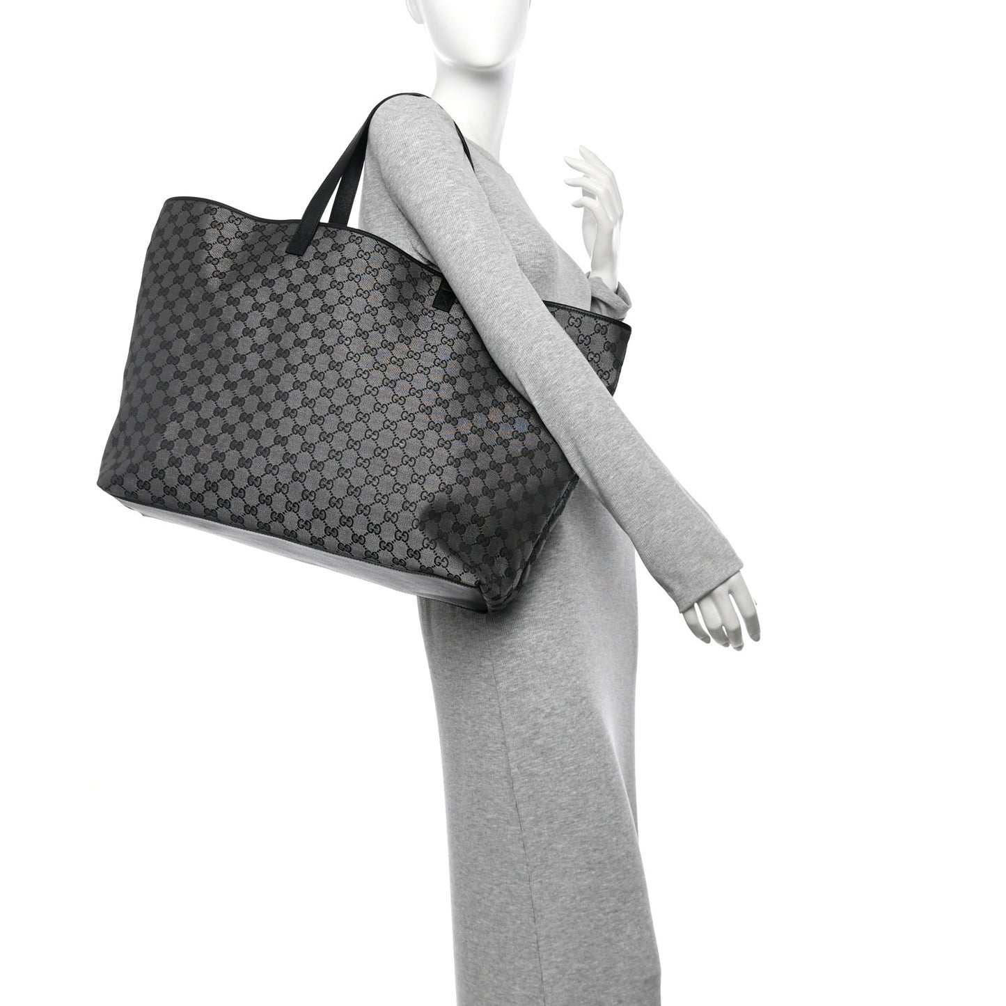 Metallic Monogram XL Shopper Black
