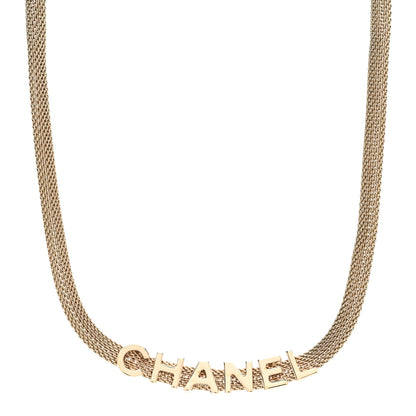 Chanel Mesh Logo Choker Necklace Gold 1 of 6