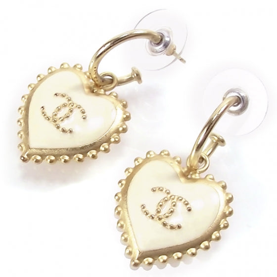 Chanel Gold Heart CC Earrings 1 of 5
