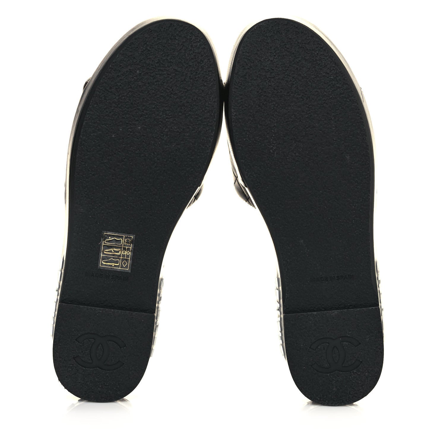 Lambskin Quilted CC Espadrille Slip On Sandals 38 Black
