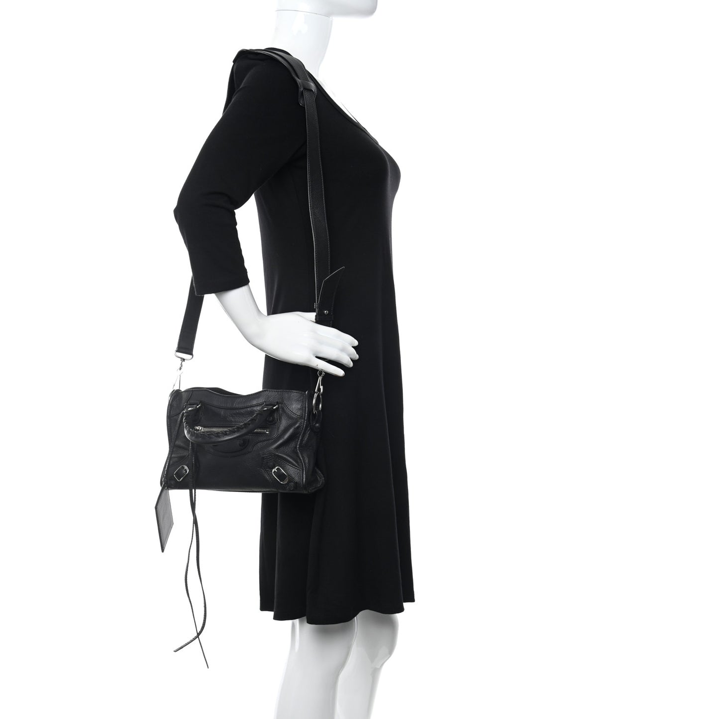 Matte Goatskin Rubber Covered Classic Hardware Mini City Black