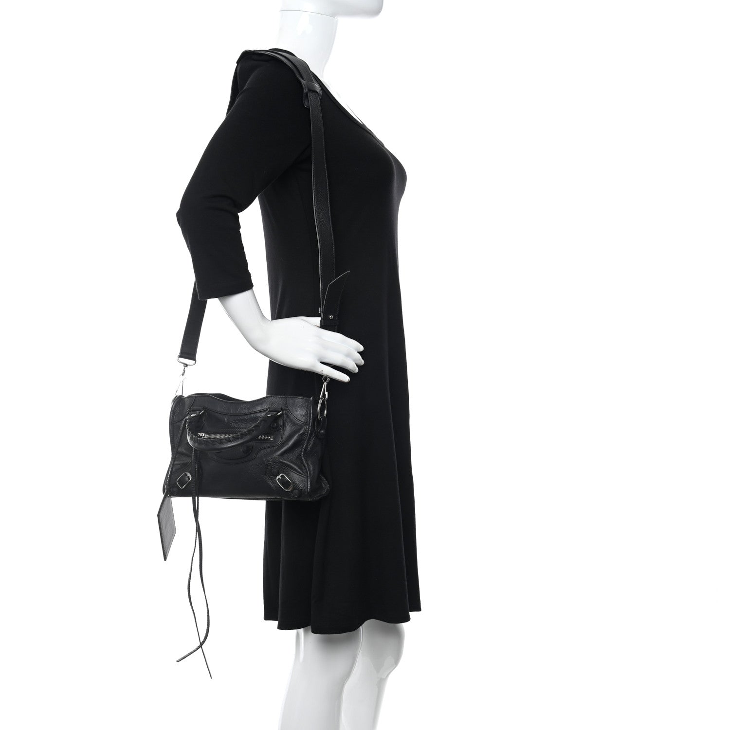 Balenciaga Matte Goatskin Rubber Covered Classic Hardware Mini City Black 2 of 13