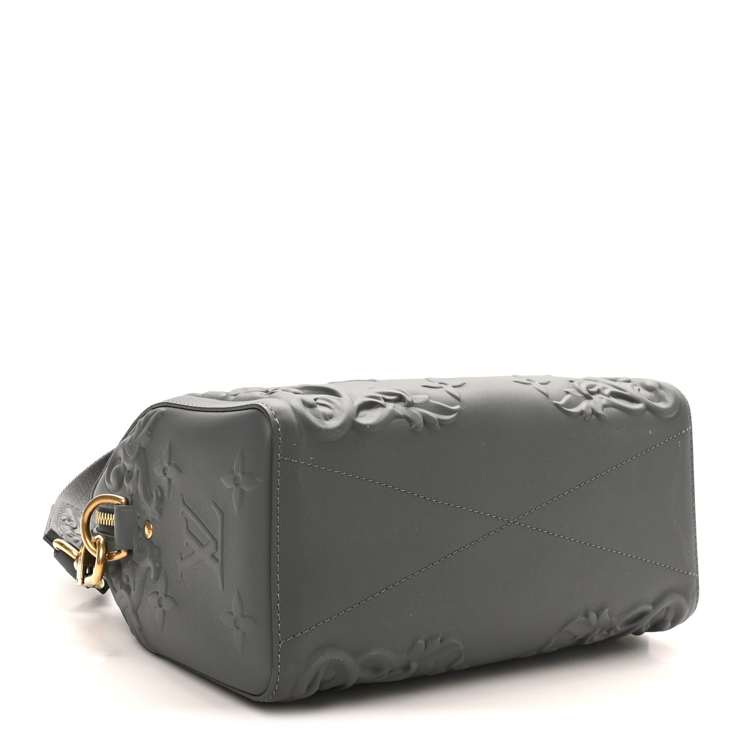 Calfskin Debossed Monogram Versailles City Keepall Dark Shadow Grey