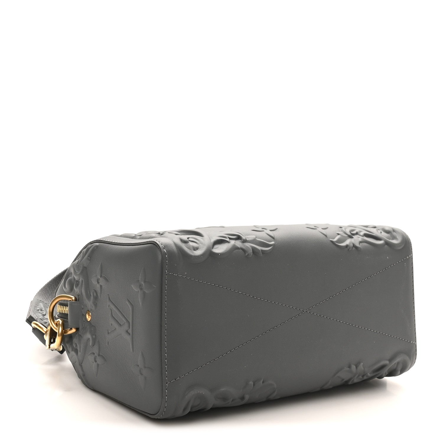 Louis Vuitton Calfskin Debossed Monogram Versailles City Keepall Dark Shadow Grey 4 of 9