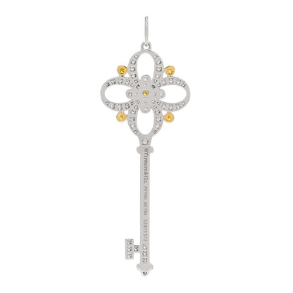 Tiffany Platinum 18K Yellow Gold Yellow Diamond Victoria Key Pendant 3 of 4