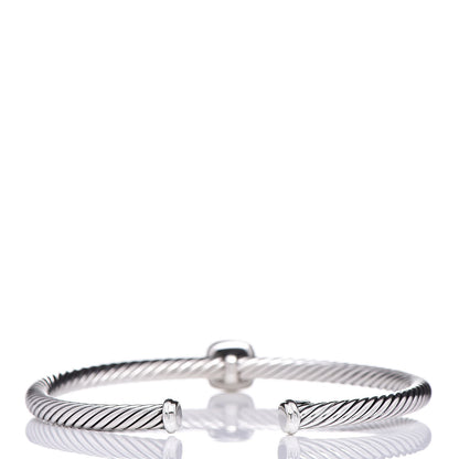 David Yurman Sterling Silver 18K Yellow Gold Smoky Quartz 4mm Noblesse Cable Bracelet 3 of 4
