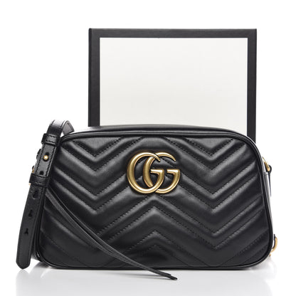 Gucci Calfskin Matelasse Small GG Marmont Chain Shoulder Bag Black 8 of 8