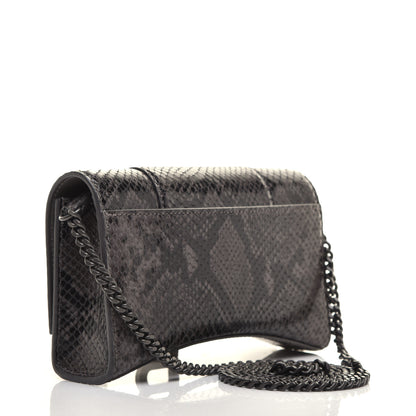 Balenciaga Shiny Calfskin Python Effect Hourglass Chain Bag Dark Grey Black 3 of 8