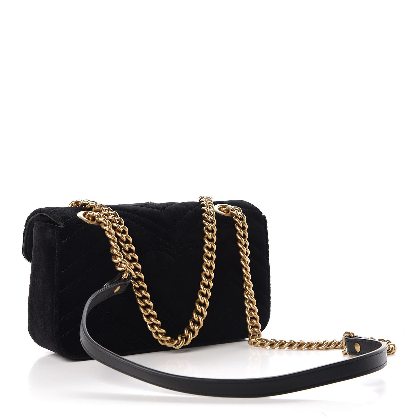 Velvet Matelasse Embroidered Mini GG Marmont Shoulder Bag Black