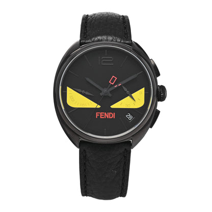 Fendi Stainless Steel Calfskin 40mm Momento Bugs Quartz Watch Black 1 of 5